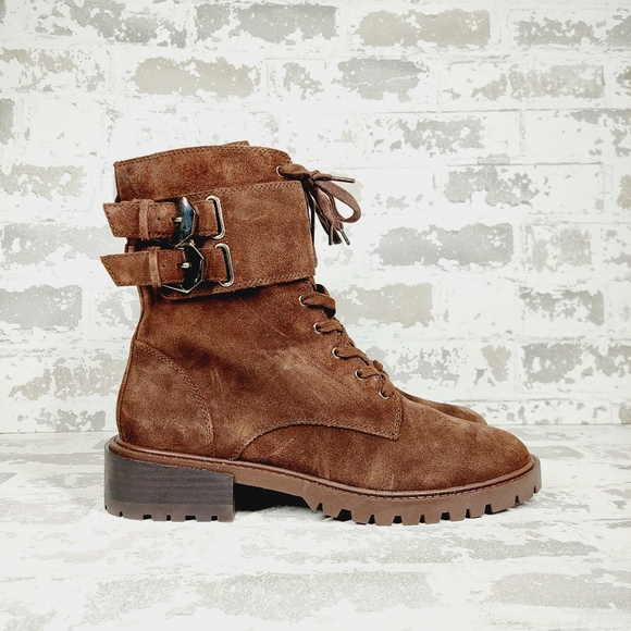 NEW Vince Camuto Women's Fawdry Brown Suede Combat Boots W349 - Picture 5 of 11
